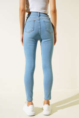 Likralı Skinny Jean Pantolon Mavi - Thumbnail