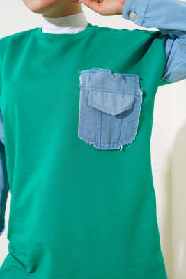 Kot Garnili İki İp Tunik Yeşil - Thumbnail