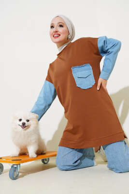 Pazarium - Kot Garnili İki İp Tunik Taba