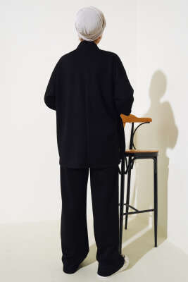 Loyşa Asimetrik Kesim İkili Takım Siyah - Thumbnail