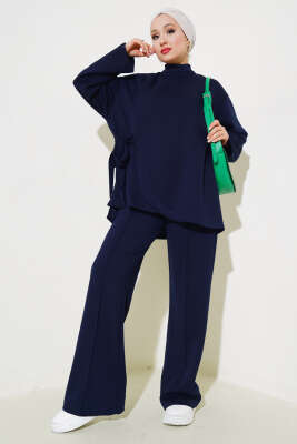 Loyşa Asimetrik Kesim İkili Takım Lacivert - Thumbnail