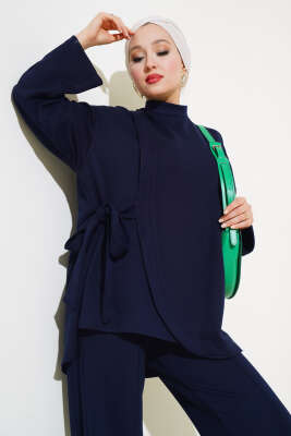 Loyşa Asimetrik Kesim İkili Takım Lacivert - Thumbnail