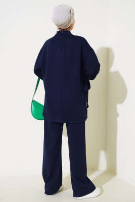 Loyşa Asimetrik Kesim İkili Takım Lacivert - Thumbnail