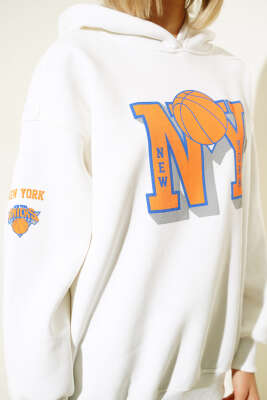 	 NY Baskılı Şardonlu Sweatshirt Ekru - Thumbnail