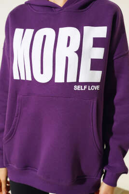 More Baskılı Şardonlu Sweatshirt Mor - Thumbnail