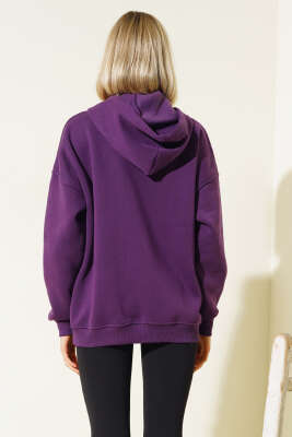 More Baskılı Şardonlu Sweatshirt Mor - Thumbnail