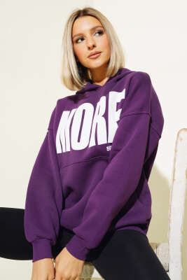 More Baskılı Şardonlu Sweatshirt Mor - Thumbnail