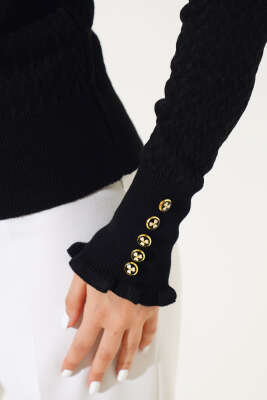 Saç Örgü Fırfırlı Triko Body Siyah - Thumbnail