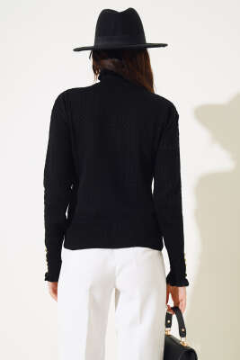 Saç Örgü Fırfırlı Triko Body Siyah - Thumbnail