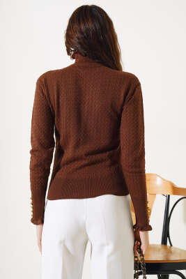 Saç Örgü Fırfırlı Triko Body Kahve - Thumbnail