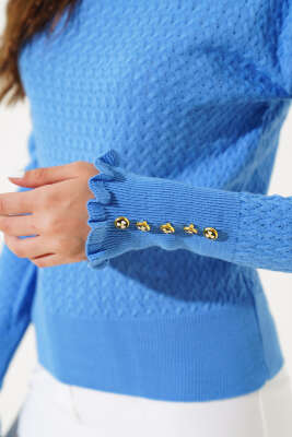 Saç Örgü Fırfırlı Triko Body İndigo - Thumbnail