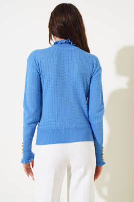 Saç Örgü Fırfırlı Triko Body İndigo - Thumbnail