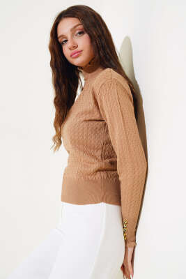 Saç Örgü Fırfırlı Triko Body Büsküvi - Thumbnail