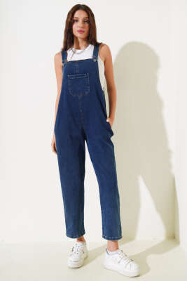 Tek Cep Detaylı Kot Slopet Koyu Mavi - Thumbnail