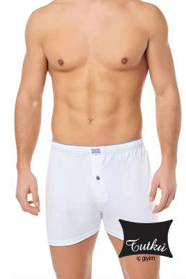 	 Tutku Penye Düz Erkek Boxer Beyaz - Thumbnail