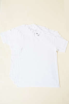 Tutku 6'lı Erkek Sıfır Yaka Fanila Beyaz - Thumbnail