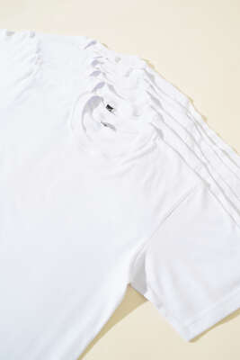 Tutku 6'lı Erkek Sıfır Yaka Fanila Beyaz - Thumbnail