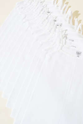 CNT 12'li Kız Çocuk Ribana Saten İp Askı Atlet Beyaz - Thumbnail