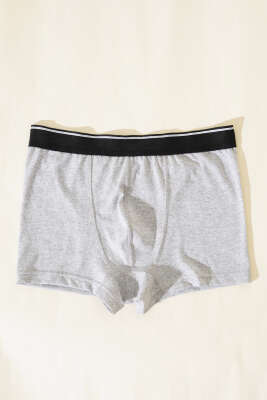 Erkek Likralı Boxer Melanj Gri - Thumbnail