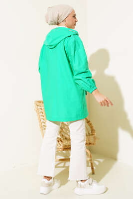 Cep Tokalı Fermuarlı Kap Neon Yeşil - Thumbnail