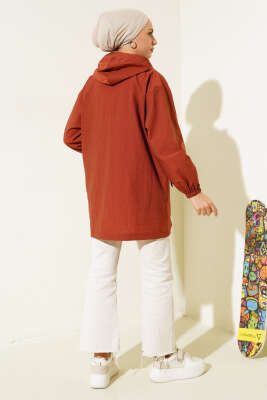 Cep Tokalı Fermuarlı Kap Kiremit - Thumbnail