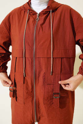 Cep Tokalı Fermuarlı Kap Kiremit - Thumbnail