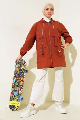 Cep Tokalı Fermuarlı Kap Kiremit - Thumbnail