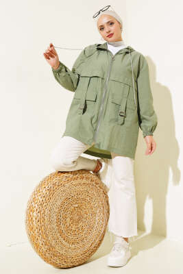 Cep Tokalı Fermuarlı Kap Haki - Thumbnail