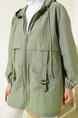 Cep Tokalı Fermuarlı Kap Haki - Thumbnail