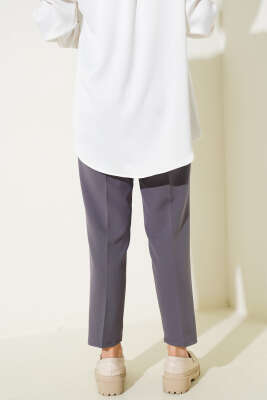 	 İp Detaylı Beli Lastikli Dar Paça Füme Pantolon - Thumbnail