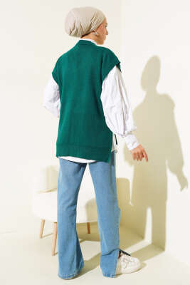 Kalp Nakışlı Triko Süveter Nefti - Thumbnail