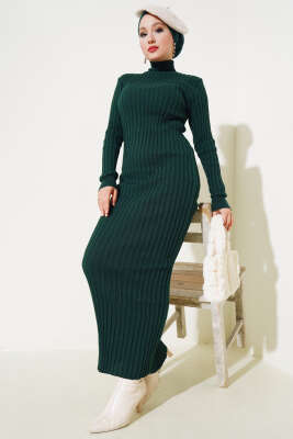 Fitilli Yarım Balıkçı Triko Elbise Nefti - Thumbnail