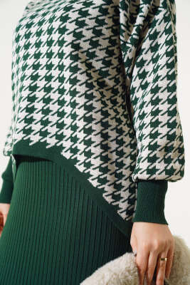 Kazayağı Desen Triko Jile İkili Takım Zümrüt - Thumbnail