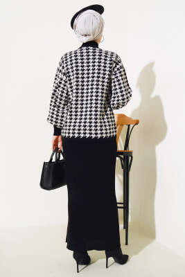 Kazayağı Desen Triko Jile İkili Takım Siyah - Thumbnail