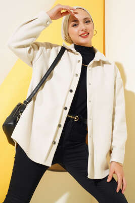 Pazarium - Metal Çıtçıtlı Ceket Taş