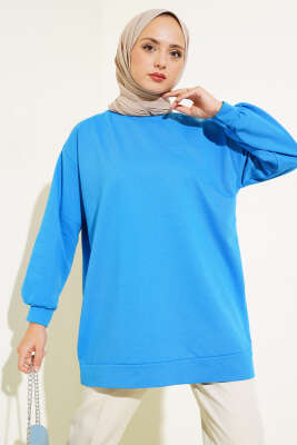 Pazarium - İki İplik Düz Tunik Mavi