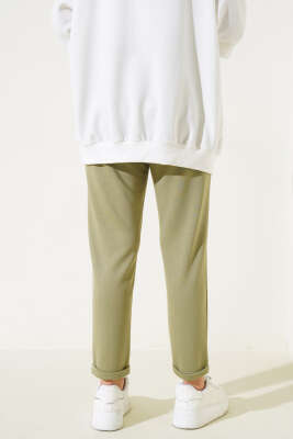 Beli Lastikli Duble Paça Pantolon Haki - Thumbnail