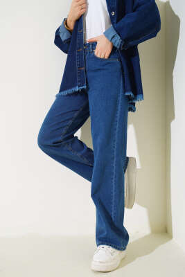 Geniş Paça Kot Palazzo Pantolon Kot - Thumbnail