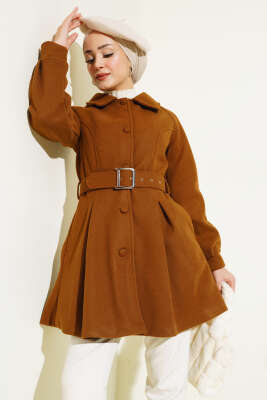 Pazarium - Kemerli Kısa Kaşe Kaban Taba