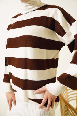 Kalın Çizgili Jile Triko İkili Takım Taş - Thumbnail