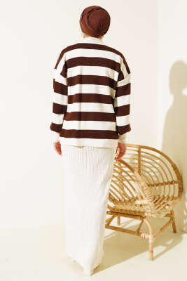 Kalın Çizgili Jile Triko İkili Takım Taş - Thumbnail