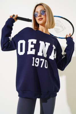 Phoenixaz Baskılı Şardonlu Sweatshirt Lacivert - Thumbnail