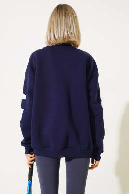 Phoenixaz Baskılı Şardonlu Sweatshirt Lacivert - Thumbnail