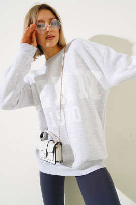 	 Phoenixaz Baskılı Şardonlu Sweatshirt Gri - Thumbnail