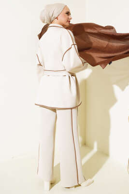 Biyeli Scuba İkili Takım Bej - Thumbnail