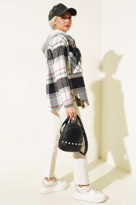 Çift Cepli Kapüşonlu Oduncu Gömlek Siyah - Thumbnail