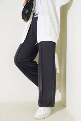 Balance Armalı Bol Paça Pantolon Füme - Thumbnail