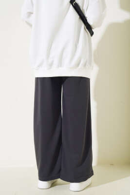 Balance Armalı Bol Paça Pantolon Füme - Thumbnail