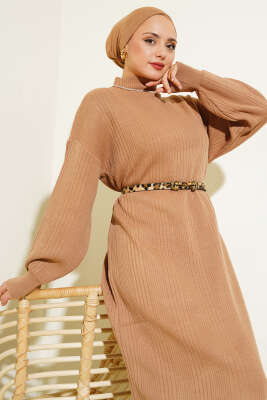 Fitilli Düz Pike Elbise Büsküvi - Thumbnail