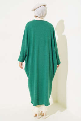 Duble Yarasa Kol Uzun Hırka Yeşil - Thumbnail